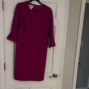 Tahari Magenta Bell-Sleeve Sheath Dress